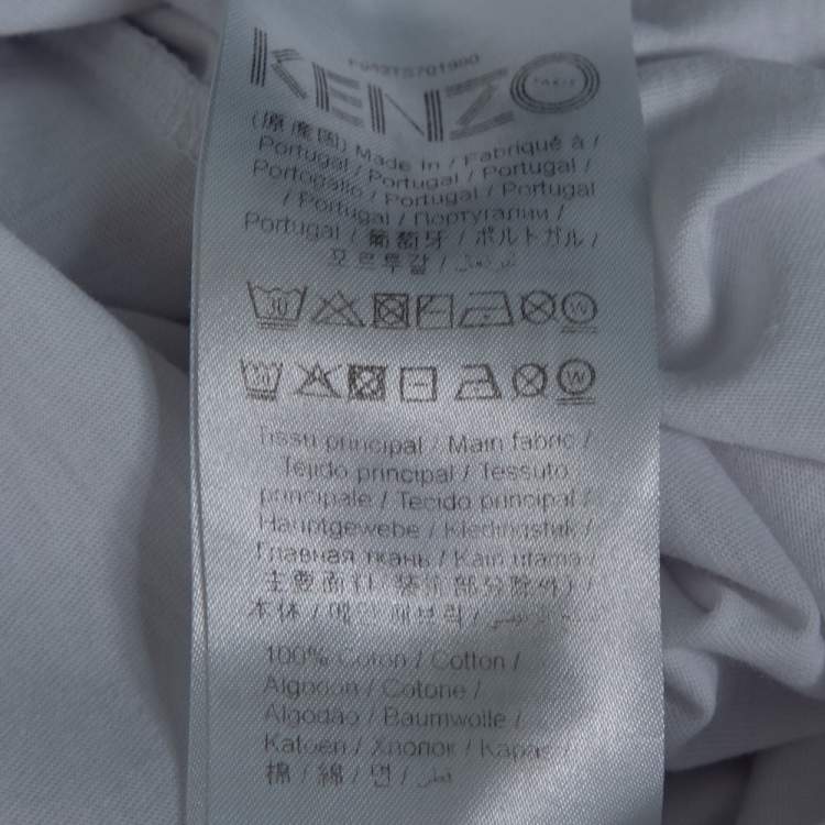 Pre Owned Kenzo White Cotton Logo Embroidered Short Sleeve T-Shirt M