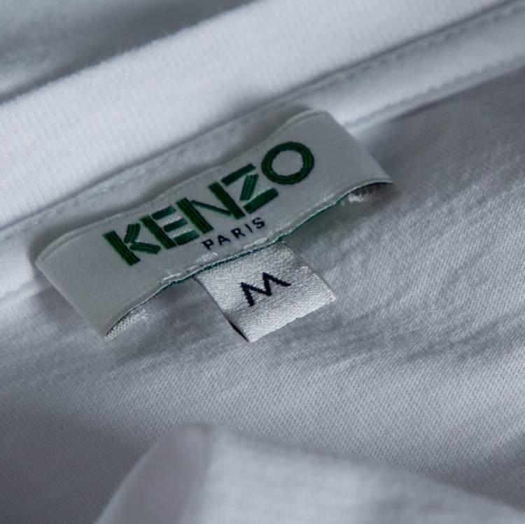 Pre Owned Kenzo White Cotton Logo Embroidered Short Sleeve T-Shirt M