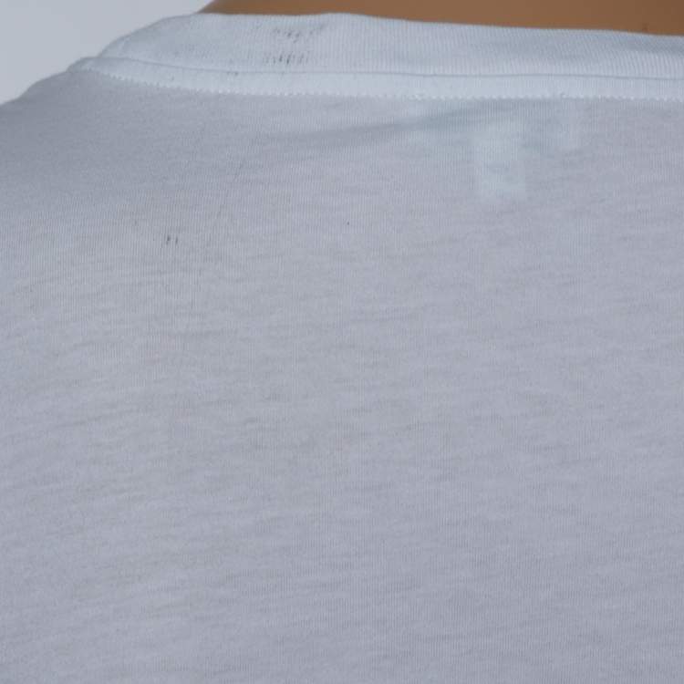 Pre Owned Kenzo White Cotton Logo Embroidered Short Sleeve T-Shirt M