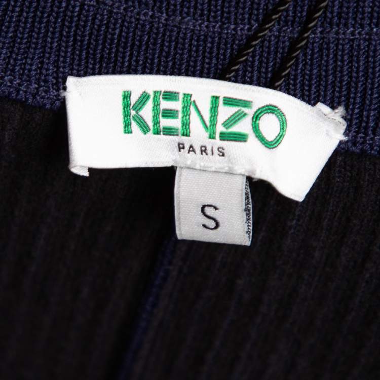 Pre Owned Kenzo Blue Logo Jacquard Knit Joggers S