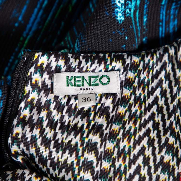 Pre Owned Kenzo Multicolor Printed Textured Sleeveless Top S