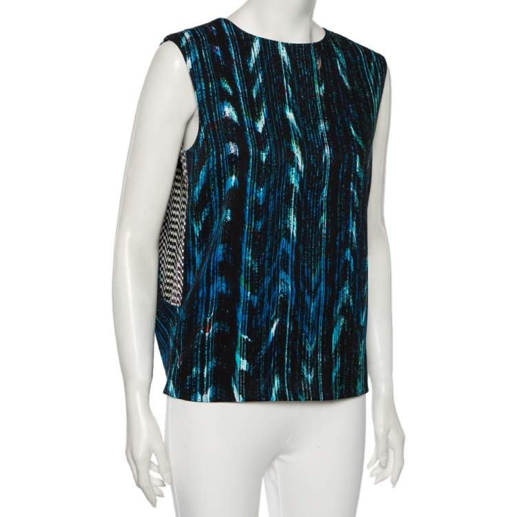 Pre Owned Kenzo Multicolor Printed Textured Sleeveless Top S