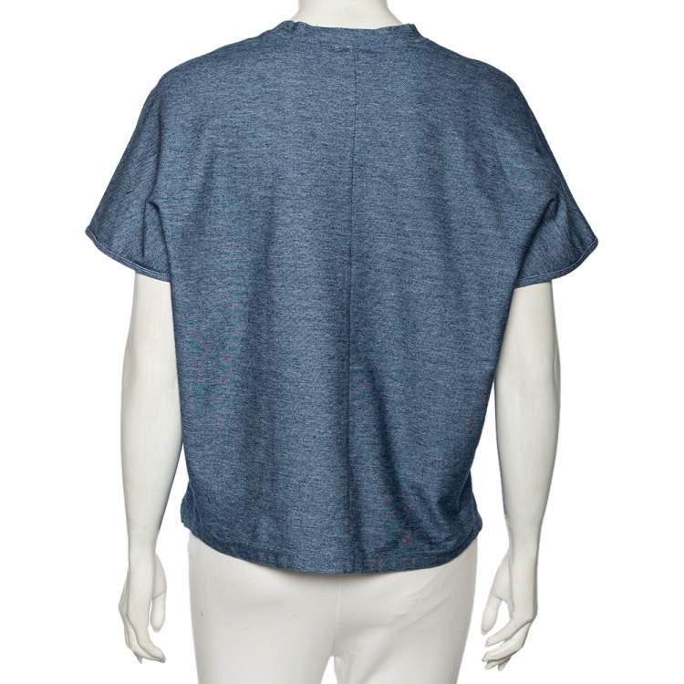 Pre Owned Kenzo Navy Blue Cotton Knit Oversized T-Shirt M