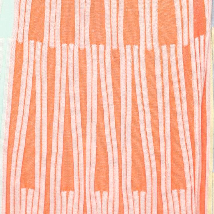 Pre Owned Kenzo Multicolor Striped Rib Knit Midi Skirt M