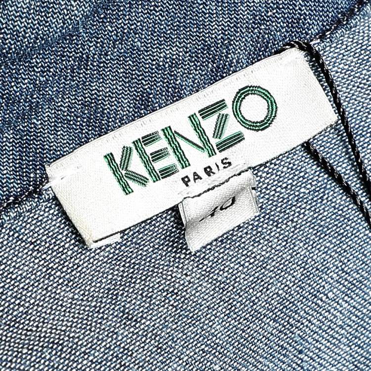 Pre Owned Kenzo Indigo Denim Ruffle Bottom Sleeveless Dress M