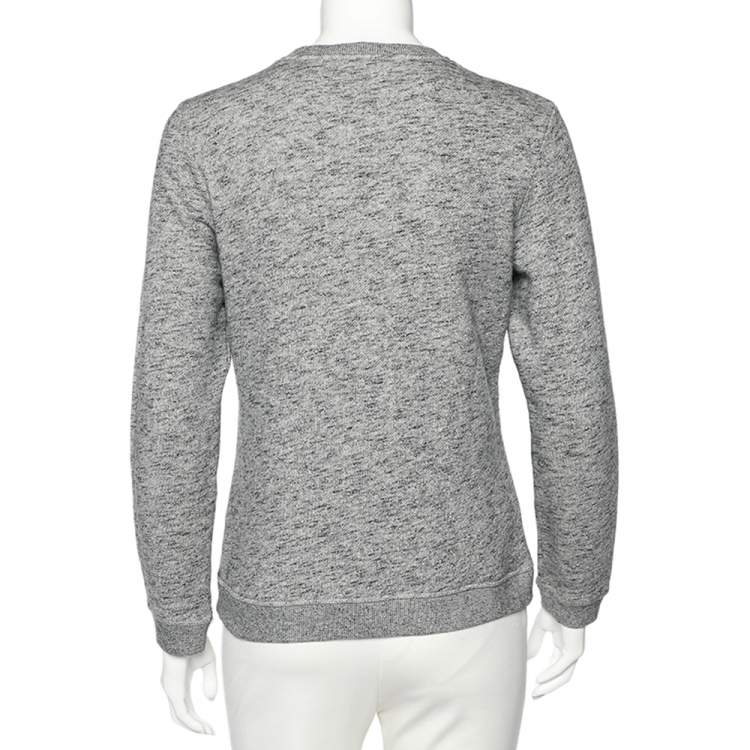 Pre Owned Kenzo Jungle Grey Slub Terry Tiger Embroidered Sweatshirt M