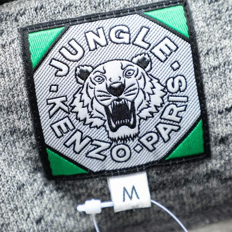 Pre Owned Kenzo Jungle Grey Slub Terry Tiger Embroidered Sweatshirt M