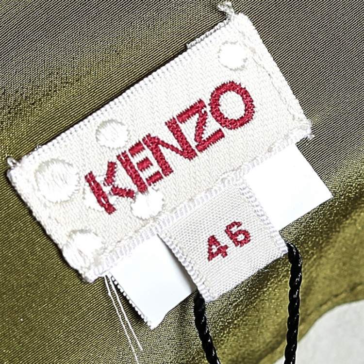 Pre Owned Kenzo Olive Green Crepe Belted Maxi Skirt XL 