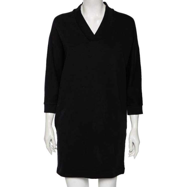 Pre Owned Kenzo Black Logo Print Cotton Batwing Sleeve Sweatshirt Dress XS