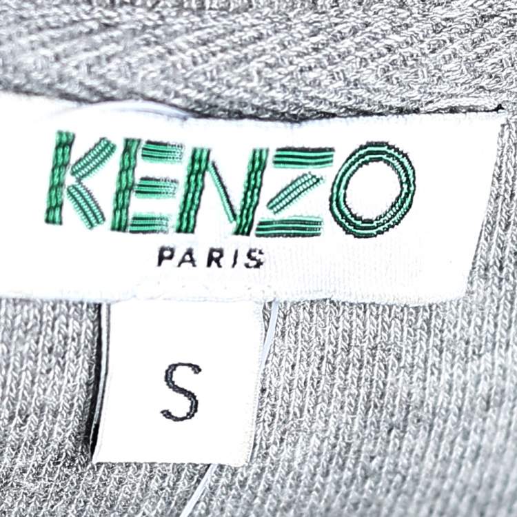 Pre Owned Kenzo Grey Eye Embroidered Cotton Knit Sweatshirt S