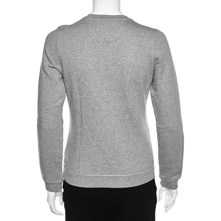 Pre Owned Kenzo Grey Eye Embroidered Cotton Knit Sweatshirt S