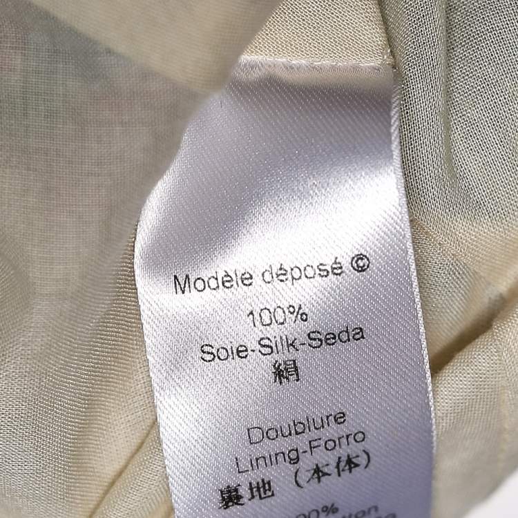 Pre Owned Kenzo Cream Floral Printed Silk Wrap Dress L
