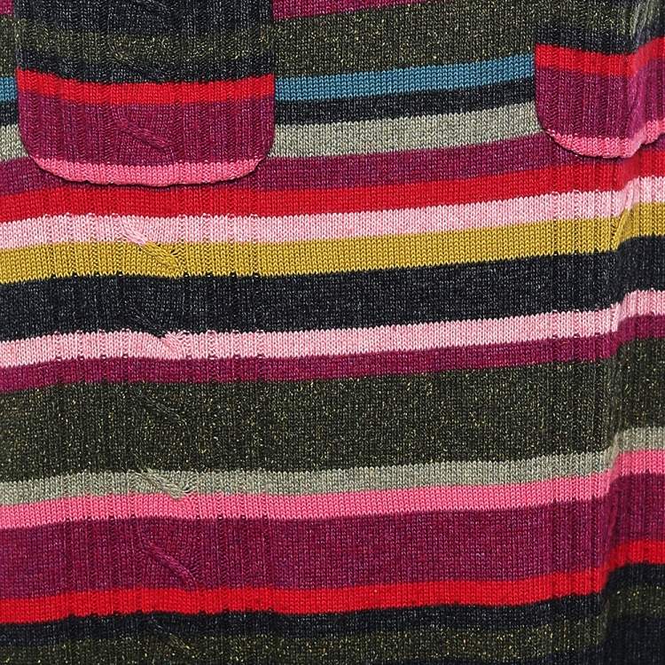 Pre Owned Kenzo Multicolor Striped Wool Skirt L