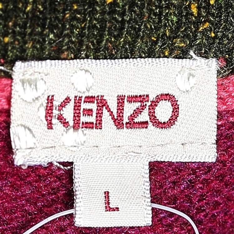 Pre Owned Kenzo Multicolor Striped Wool Skirt L