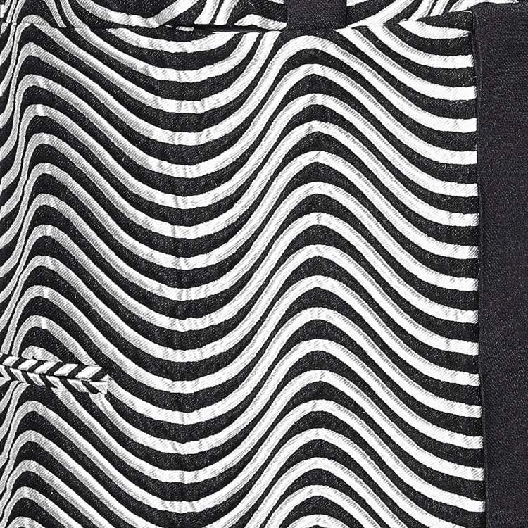 Pre Owned Kenzo Monochrome Patterned Jacquard Asymmetric Detail Sleeveless Jacket M