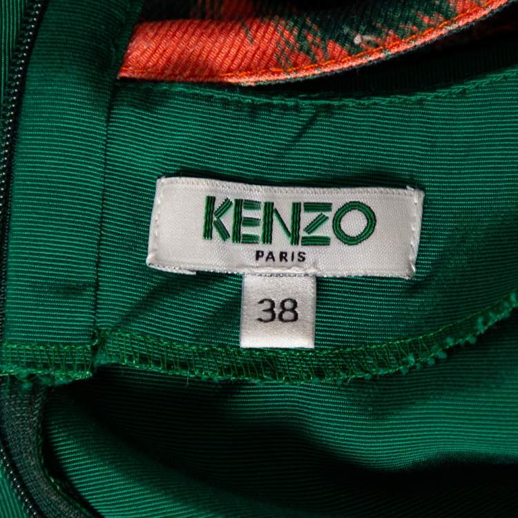 Pre Owned Kenzo Green Cotton Cowl Neck Top S