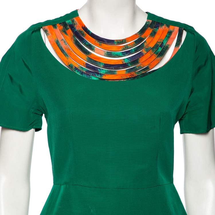 Pre Owned Kenzo Green Cotton Cowl Neck Top S