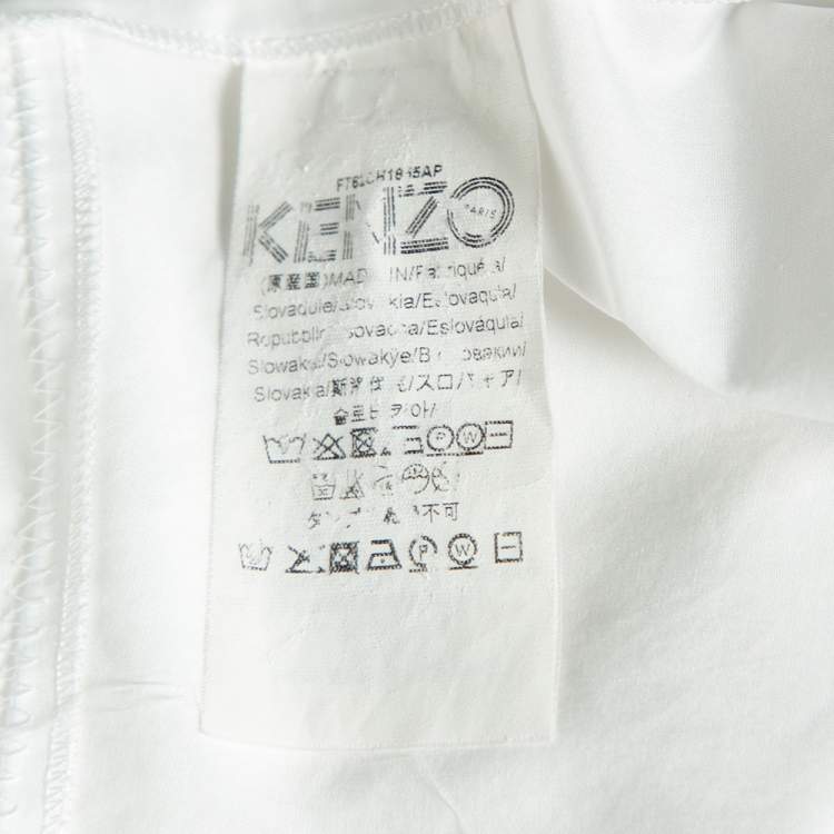 Pre Owned Kenzo White Cotton Asymmetric Hem Shirt S