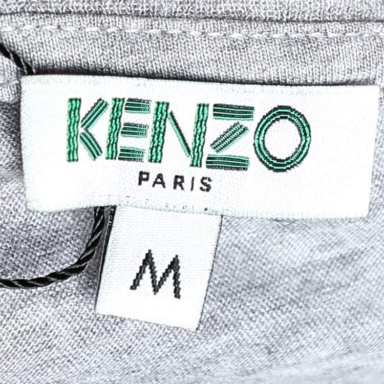 Pre Owned Kenzo Grey Tiger I Love You Printed Cotton Crewneck T-Shirt M
