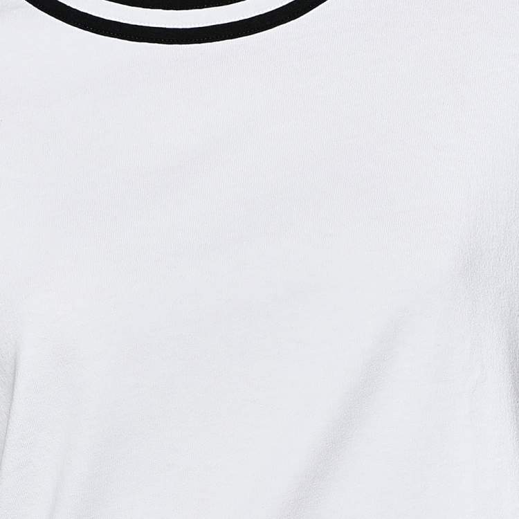 Pre Owned Kenzo White Logo Cotton Printed Sleeve Round Neck T-Shirt L