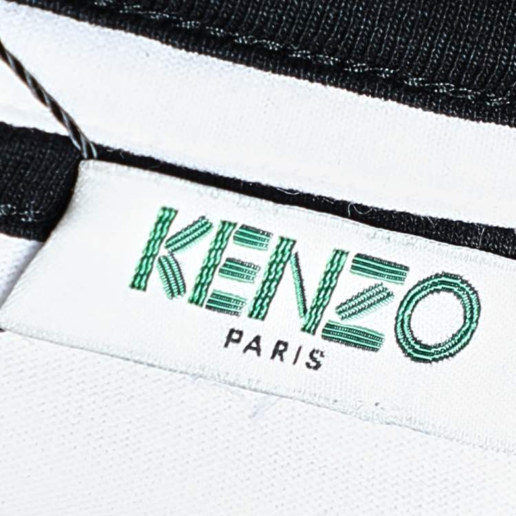 Pre Owned Kenzo White Logo Cotton Printed Sleeve Round Neck T-Shirt L