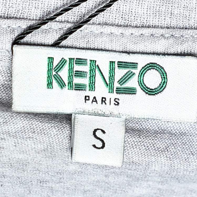 Pre Owned Kenzo Grey Eye Printed Cotton Knit Crewneck T-Shirt S