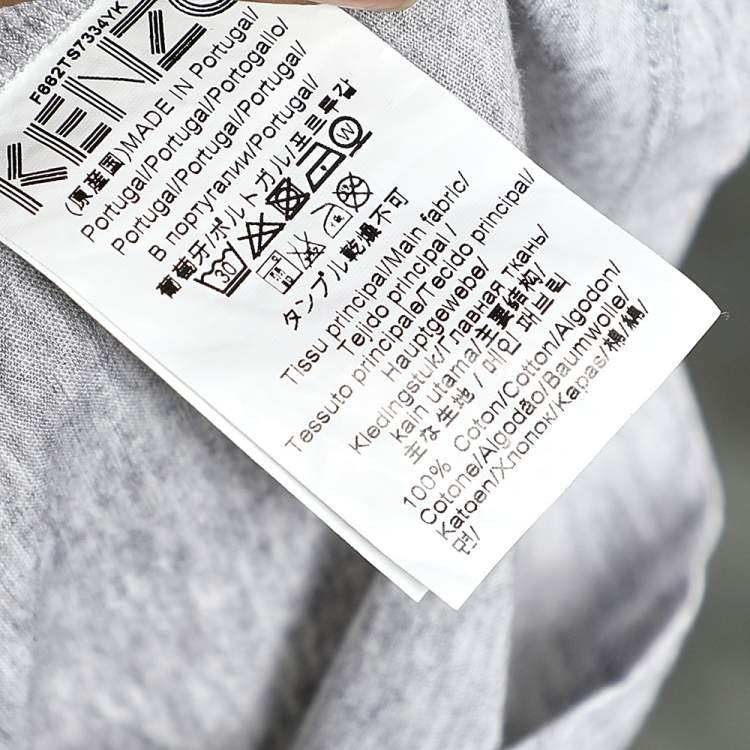Pre Owned Kenzo Grey Eye Printed Cotton Knit Crewneck T-Shirt S