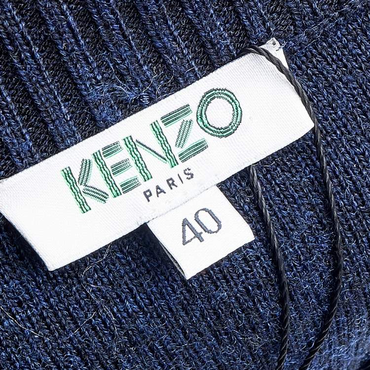 Pre Owned Kenzo Color Block Cotton & Knit Overlay Detail Top S