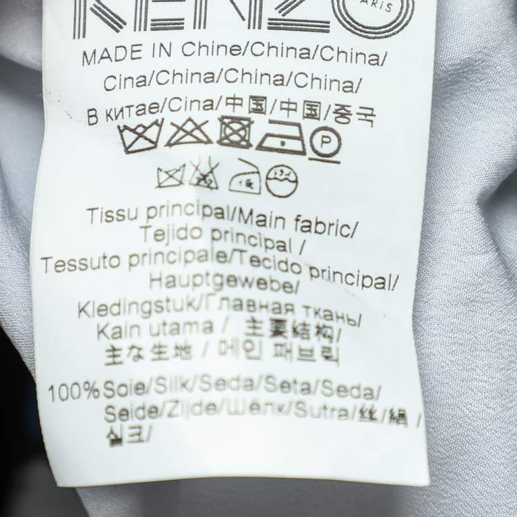 Pre Owned Kenzo Blue Links Printed Silk Button Front Jacket L