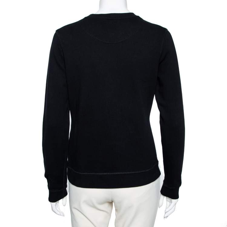 Pre Owned Kenzo Black Tiger Logo Embroidered Cotton Sweatshirt M