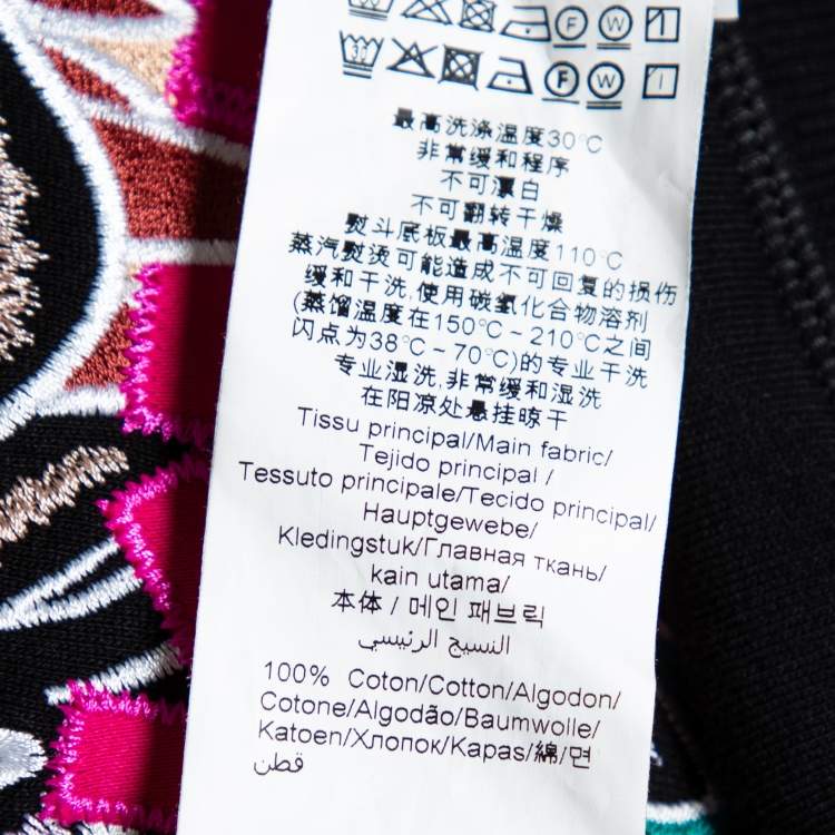Pre Owned Kenzo Black Tiger Logo Embroidered Cotton Sweatshirt M