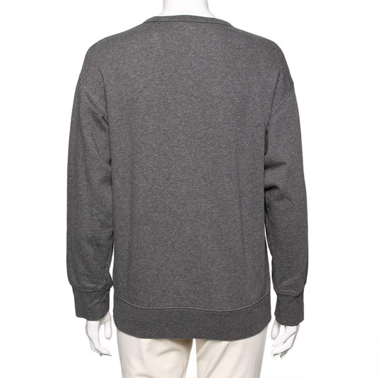 Pre Owned Kenzo Grey Cotton Tiger Embellished Long Sleeve Sweatshirt S