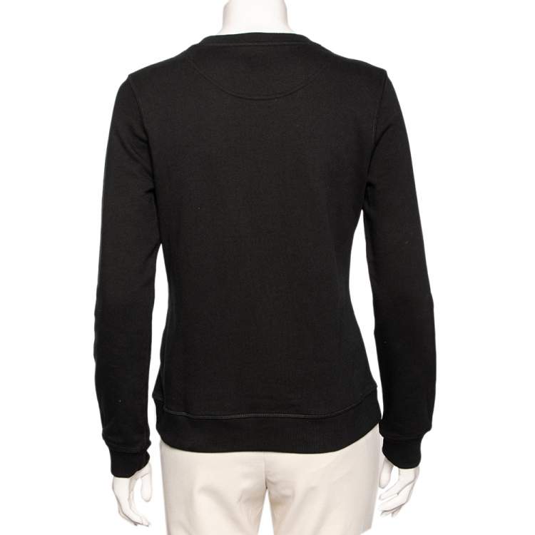 Pre Owned Kenzo Black Cotton & Lurex Embroidered Tiger Crewneck Sweatshirt M