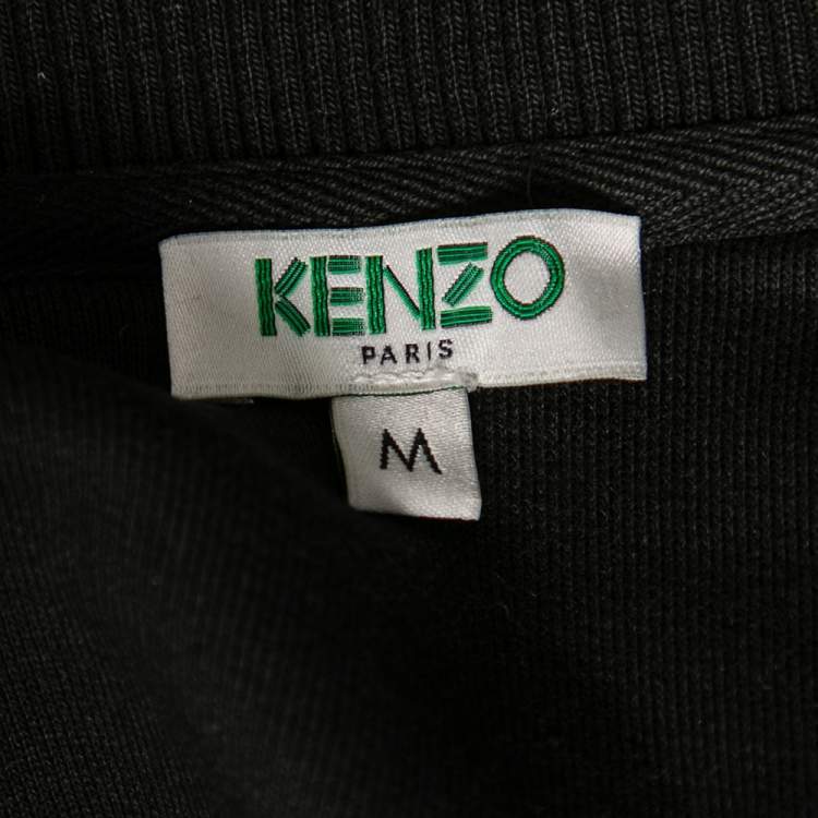 Pre Owned Kenzo Black Cotton & Lurex Embroidered Tiger Crewneck Sweatshirt M