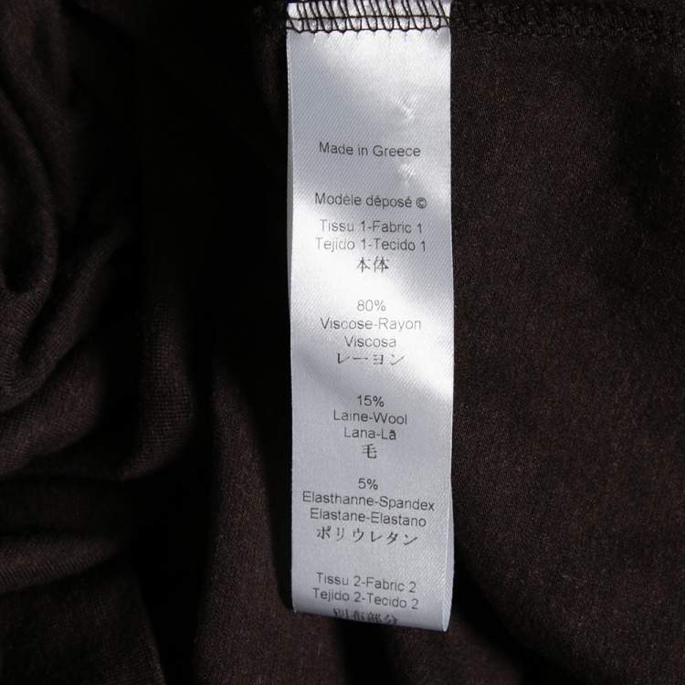 Pre Owned Kenzo Brown Knit Floral Applique Detailed Top S