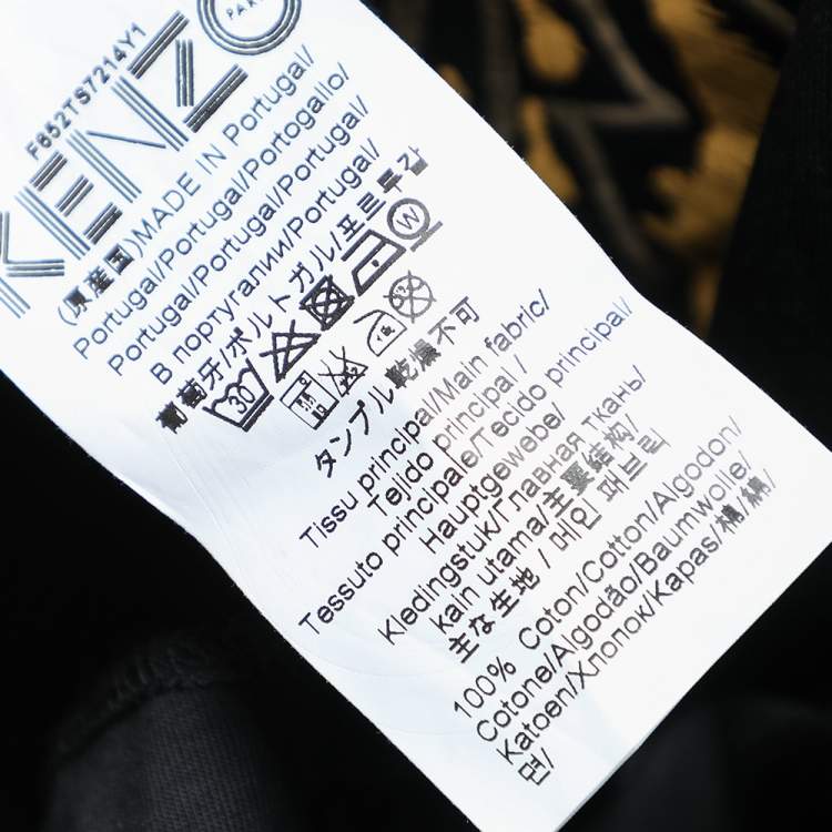 Pre Owned Kenzo Black Metallic Tiger Printed Cotton Crewneck T-Shirt L