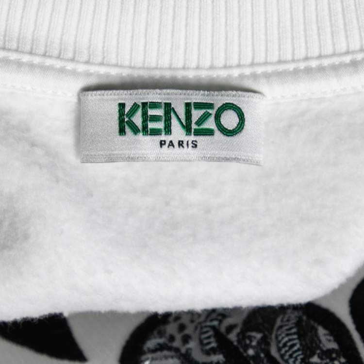Pre Owned Kenzo White Nagai Eye Embroidered Cotton Crewneck Sweatshirt XL