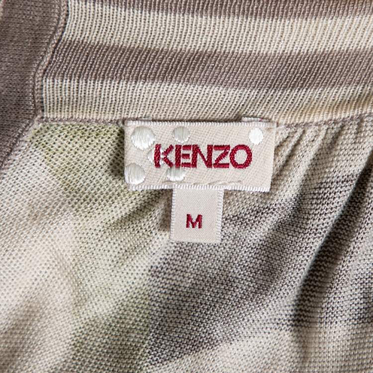 Pre Owned Kenzo Multicolor Printed Silk Rib Knit Trimmed Sleeveless Top M