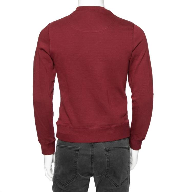 Pre Owned Kenzo Burgundy Tiger Embroidered Cotton Crew Neck Sweatshirt XS