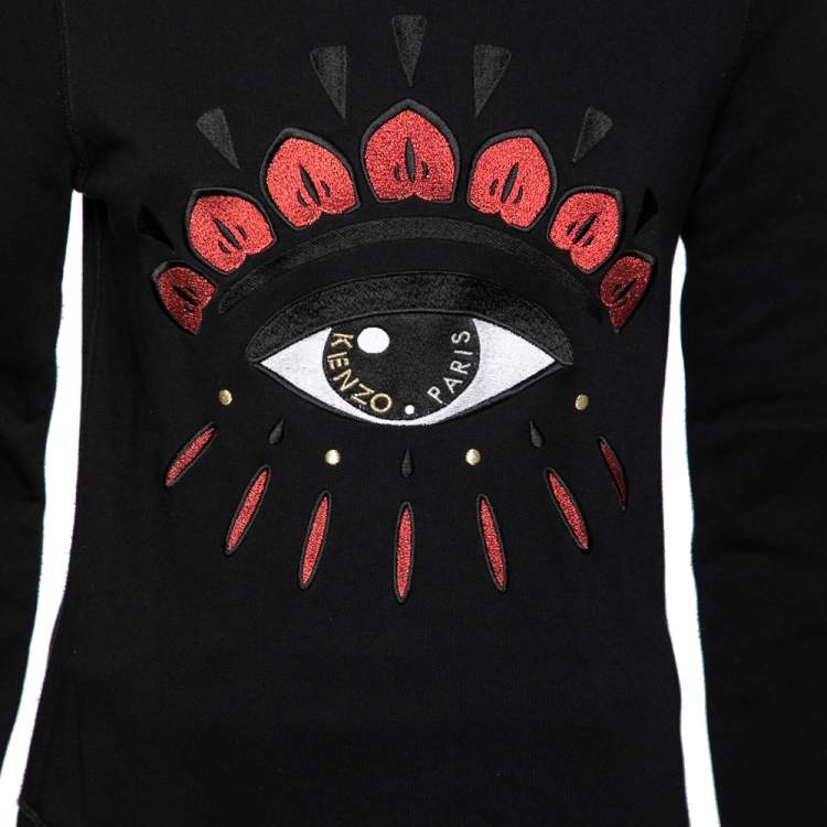 Pre Owned Kenzo Black Cotton Eye Embroidered Sweatshirt S