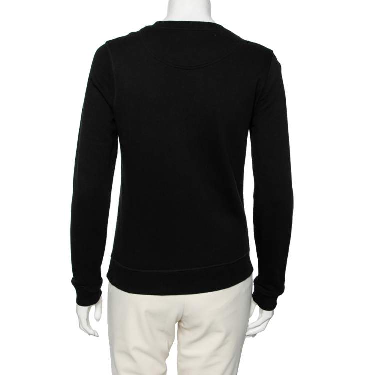 Pre Owned Kenzo Black Cotton Eye Embroidered Sweatshirt S