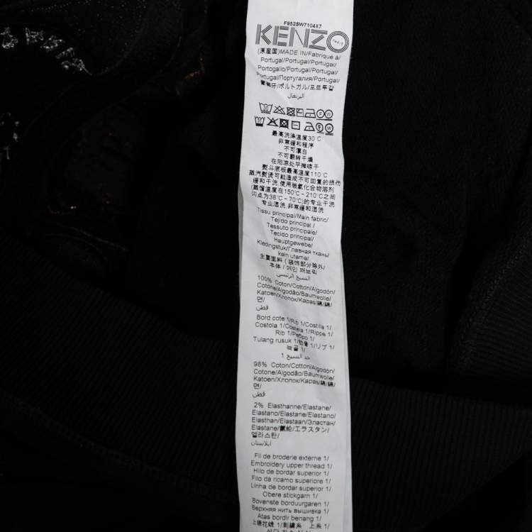 Pre Owned Kenzo Black Cotton Eye Embroidered Sweatshirt S