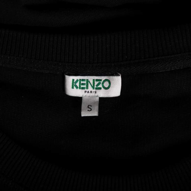 Pre Owned Kenzo Black Cotton Eye Embroidered Sweatshirt S