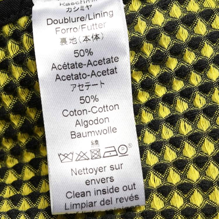 Pre Owned Kenzo Yellow & Black Textured Knit Paneled Short Coat M