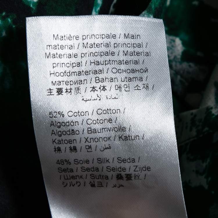 مملوكة مسبقًا Kenzo Green Fleur Camo Printed Cotton & Silk Shirt Dress M