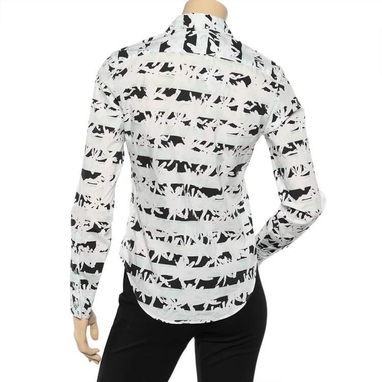 Pre Owned Kenzo Multicolor Brushed Palm Tree Printed Cotton Button Front Shirt S