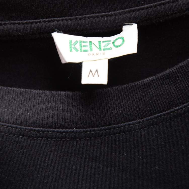 Pre Owned Kenzo Black Cotton Tiger Printed Short Sleeve T-Shirt M