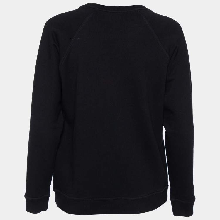 Pre Owned Kenzo Black Paisley Logo Embroidered Cotton Crewneck Sweatshirt M