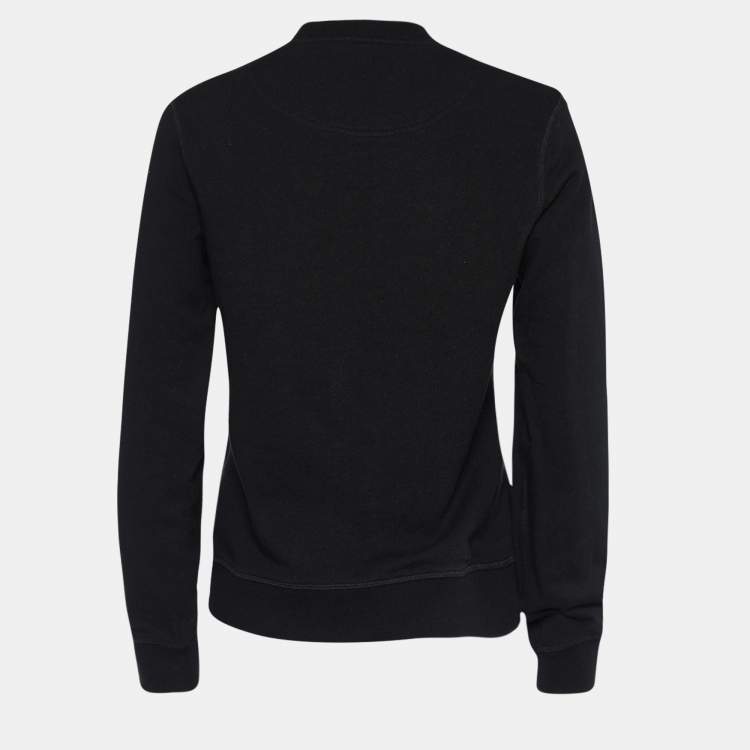 Pre Owned Kenzo Black Terry Knit Tiger Embroidered Jumper S