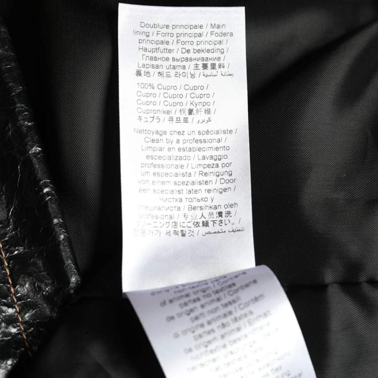 Pre Owned Kenzo Black Crackled Leather Hooded Windbreaker Jacket M